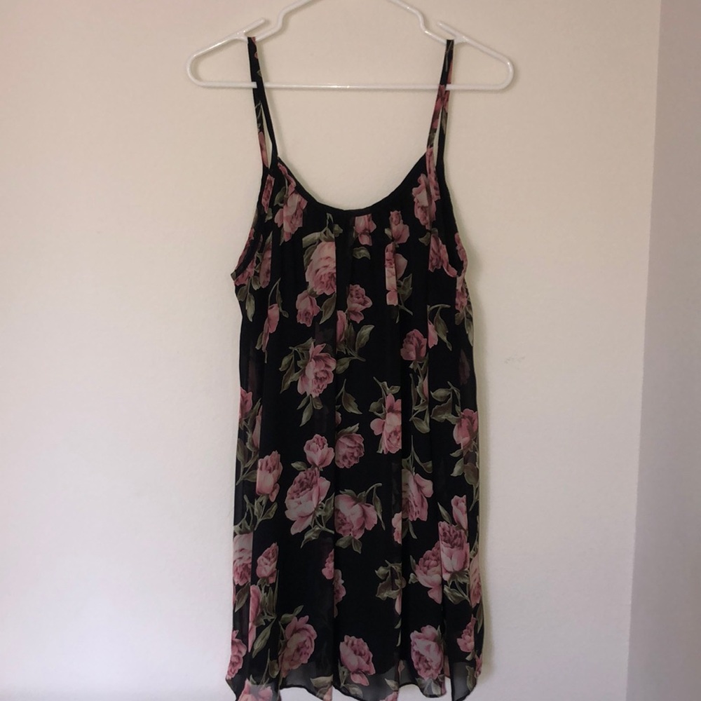 FLORAL PRINT TRAPEZE DRESS